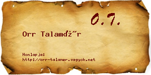 Orr Talamér névjegykártya